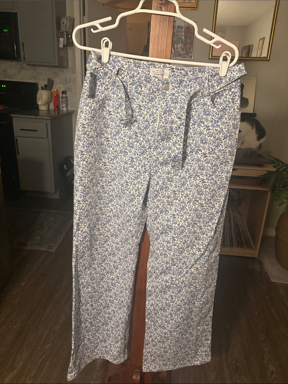 & Other Stories Blue Floral Wide-Leg Pants